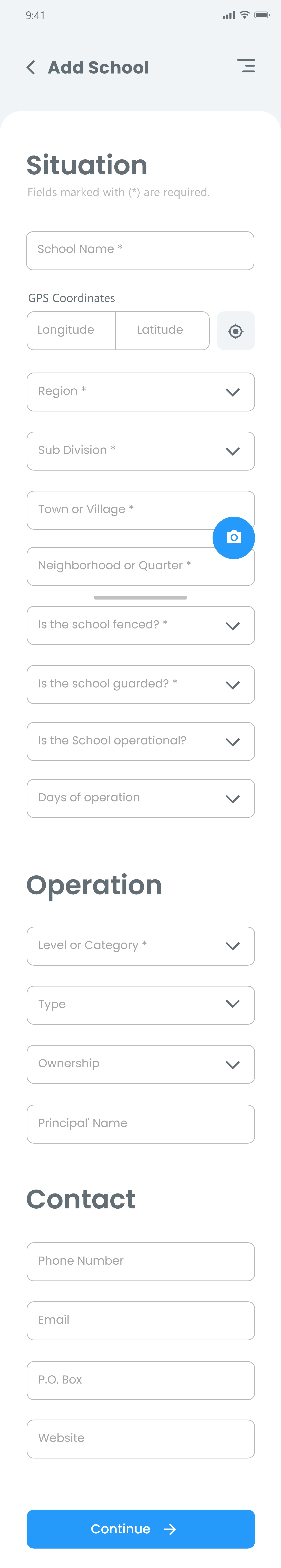 Ajouter une école (application de collecte de données)