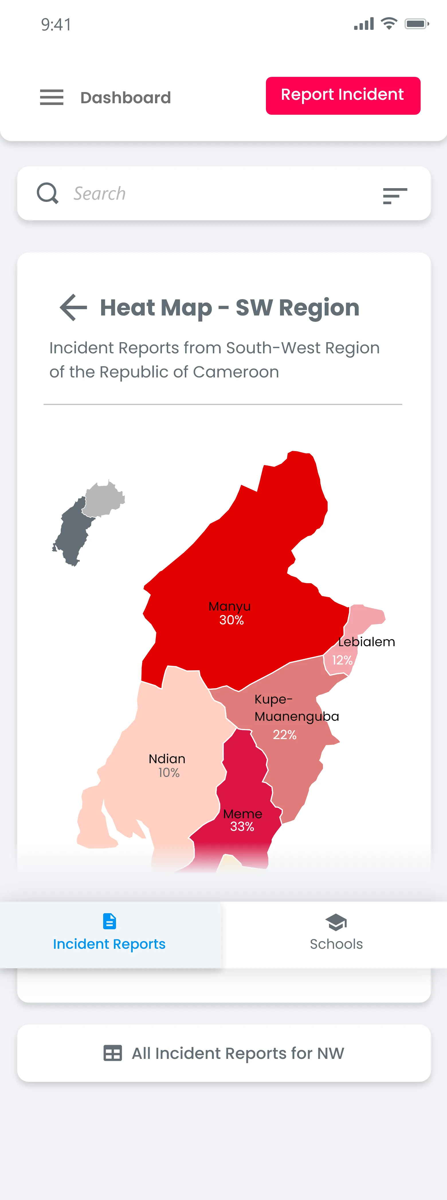 Carte de chaleur — région Sud-Ouest (application mobile terrain)