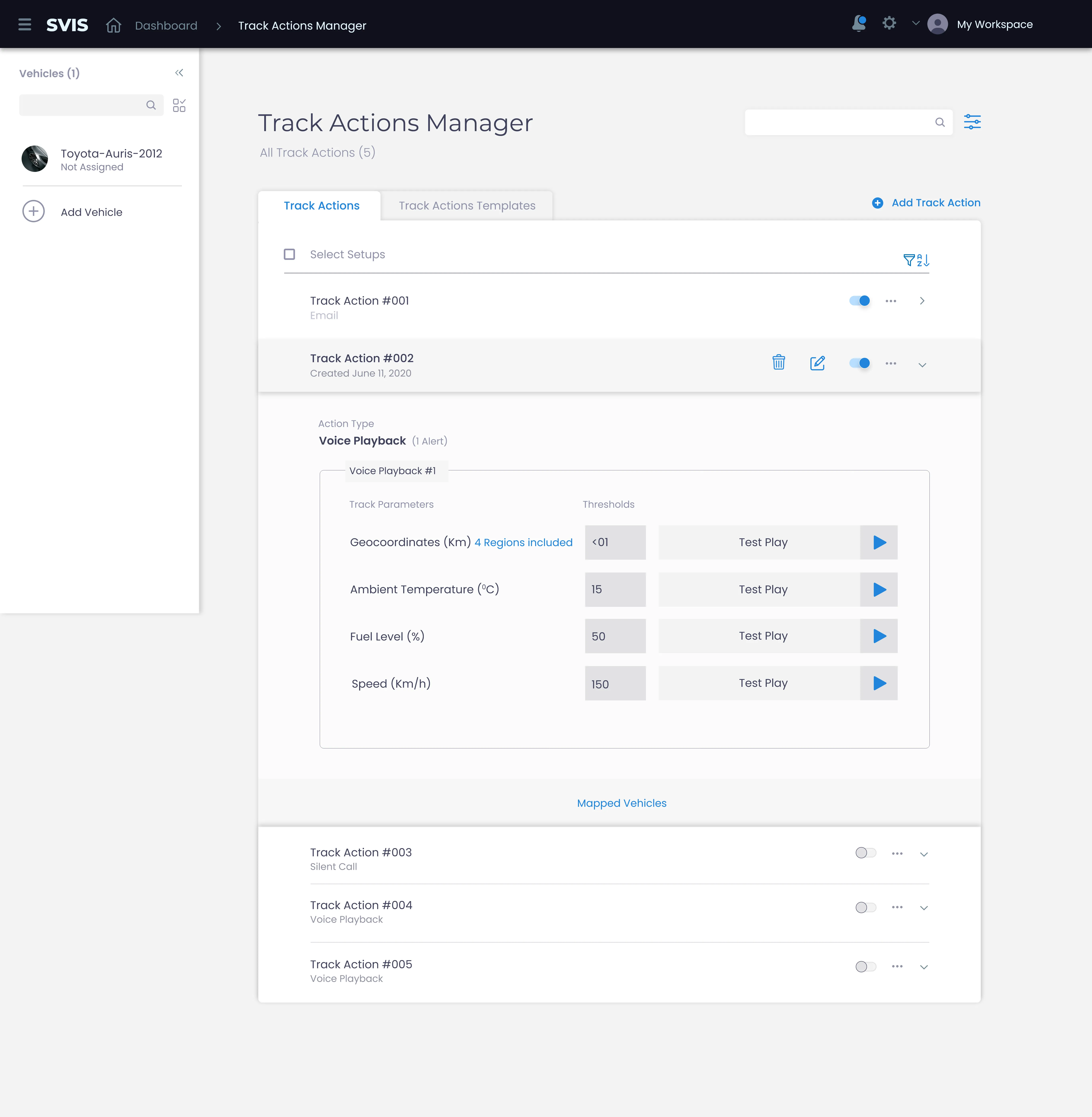 Track Actions Manager (web)